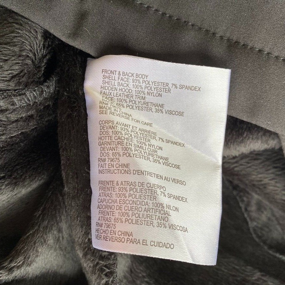 MICHAEL KORS Jacket Womens Extra Large Asymmetrical Black Trench Coat Lined Hood - Picture 13 of 16